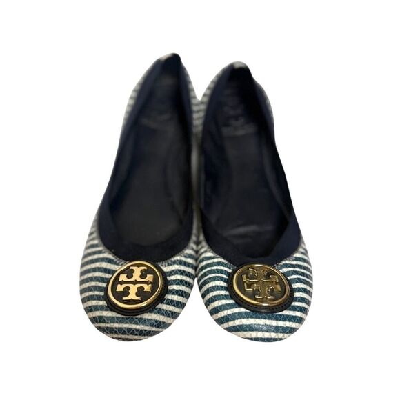 Tory Burch Caroline Striped Flats Sz. 9.5 - Picture 1 of 8